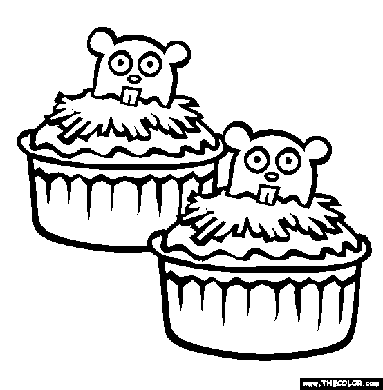 cupcake coloring pages kids. Groundhog Cupcakes Coloring
