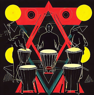 Colorful art West African drumming ritual