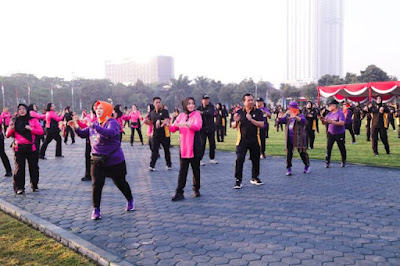 Peringati Hari Jadi Polwan RI ke-75, Polda Jatim gelar Olahraga Bersama