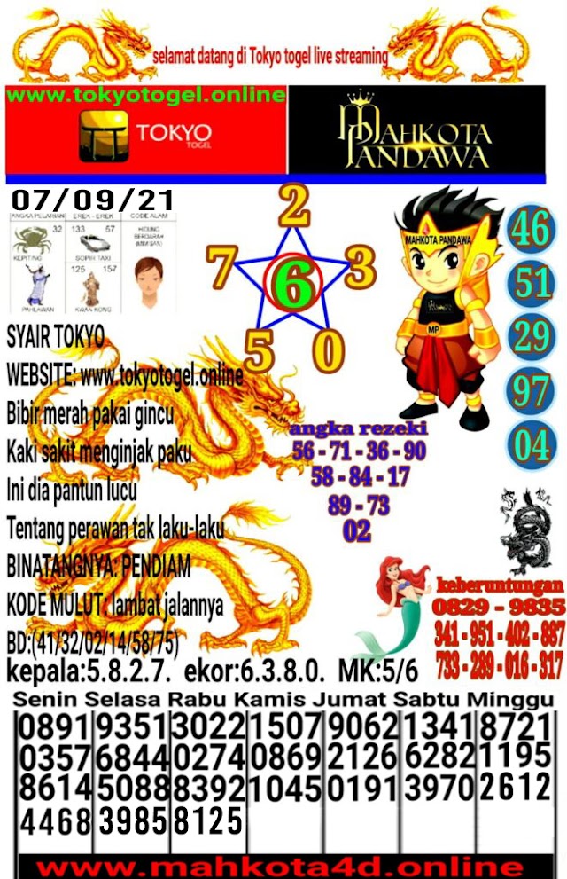 Syair Prediksi Jitu Tokyo Togel Kamis, 07 - Oktober - 2021