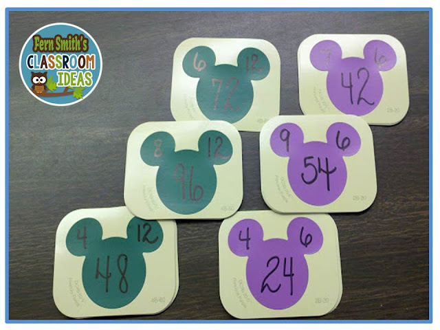 Fern Smith's Classroom Ideas  FREE Disney Paint Sample Flash Cards for Addition & Subtraction, as well as Multiplication & Division. Use different colors for each fact family!