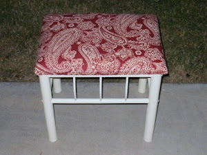 Red Shabby Footstool  *SOLD*