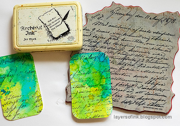 Layers of ink - Bird Tin Tutorial by Anna-Karin Evaldsson. Stamp with Simon Says Stamp Old Letter.