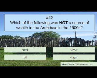 Which of the following was NOT a source of wealth in the Americas in the 1500s? Answer choices include: gold, silver, oil, sugar