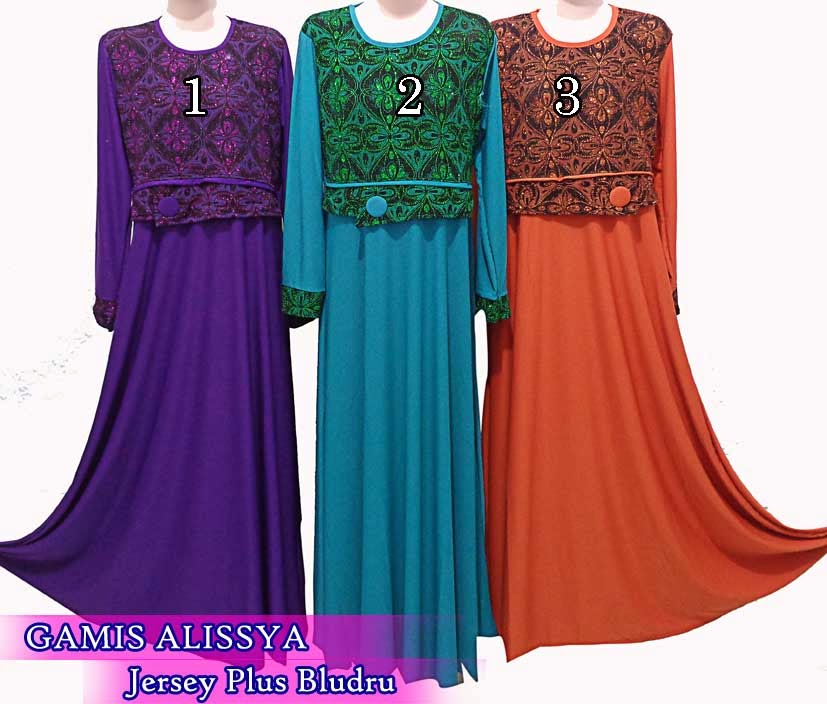 Model gamis syar i terbaru alyssa mix bludru 