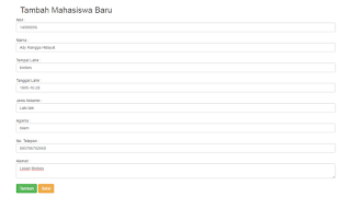 form tambah mahasiswa baru