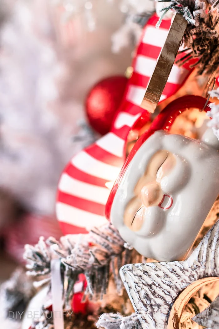 Santa mug hanging on tree