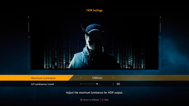 Ghostwire: Tokyo HDR Settings Screen
