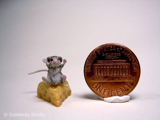 miniature mouse in polymer clay