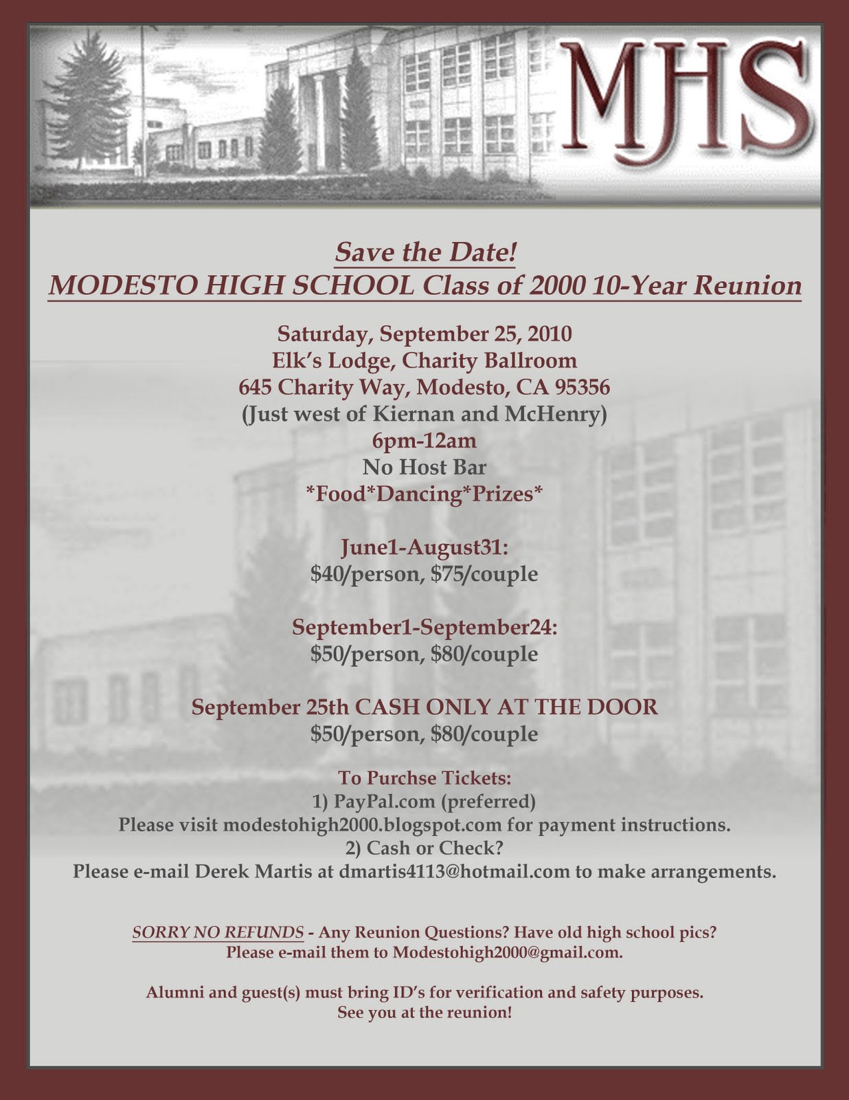  School- Class of 2000 Reunion Page: MHS 2000 Class Reunion Invitation