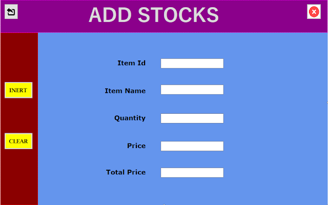 Add stock form of Restaurant Management System
