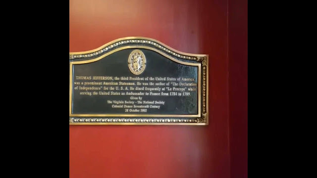 Placa Homenaje a Thomas Jefferson por su paso por Le Procope