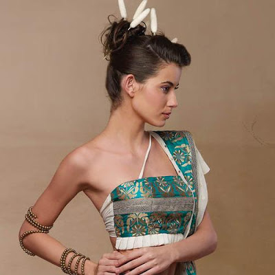 Saree Blouse Designs Modern Princess A trendy bustier with ruffled hem 