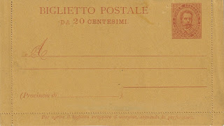 Biglietto Postale 20 c. Effigie di Umberto I