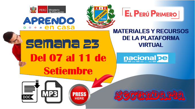 MATERIALES Y RECURSOS del Lunes 07 al 11 de Setiembre