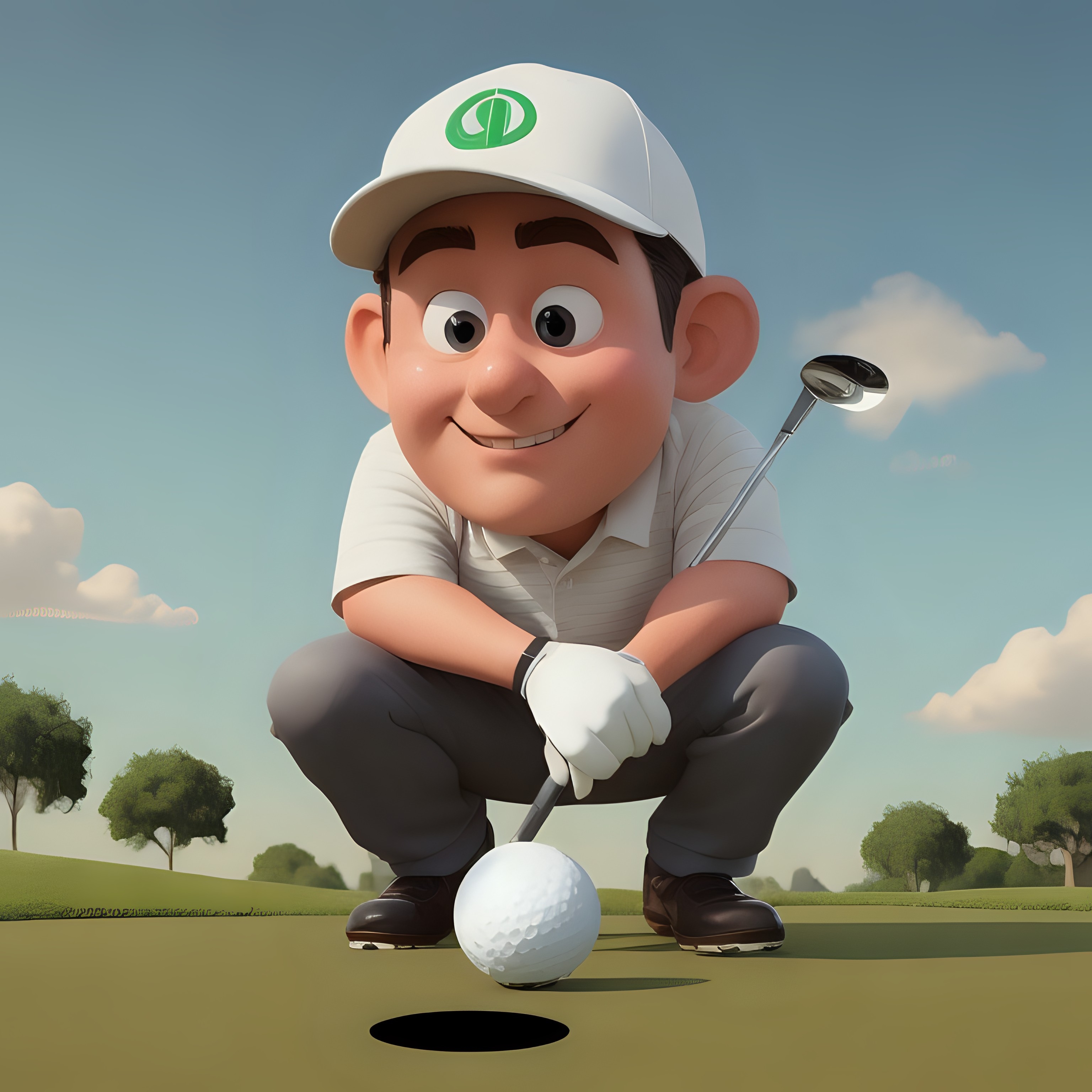 Golf player cartoon character