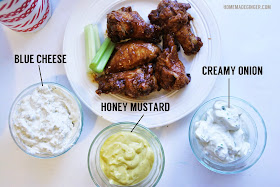 hot wings and dipping sauces