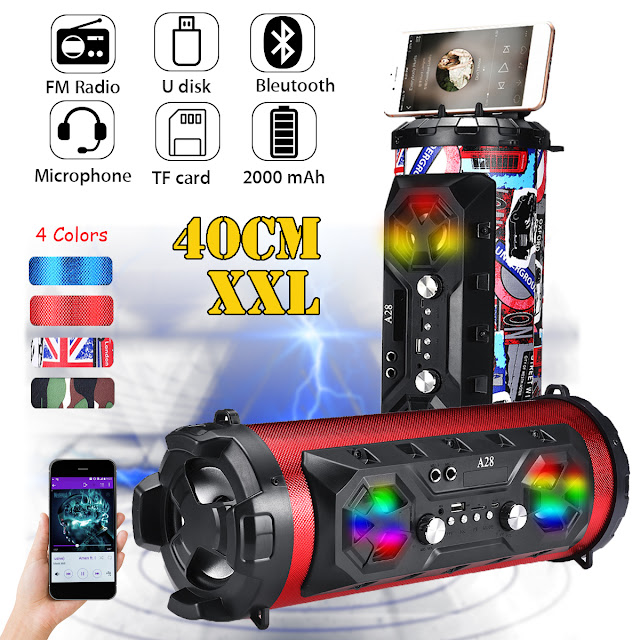 A28 Portable Bluetooth Super Bass Speaker Phone Holder TF FM AUX-in Outdoor Handsfree Headset With Mic Support Smartphone PC