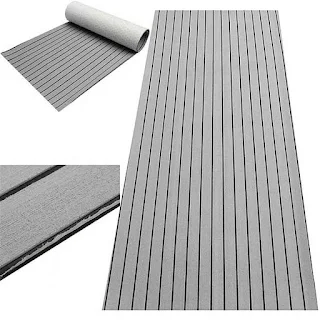 Grey over black and can easily be cut down to fit nearly any surface on a boat where non-skid hown - store