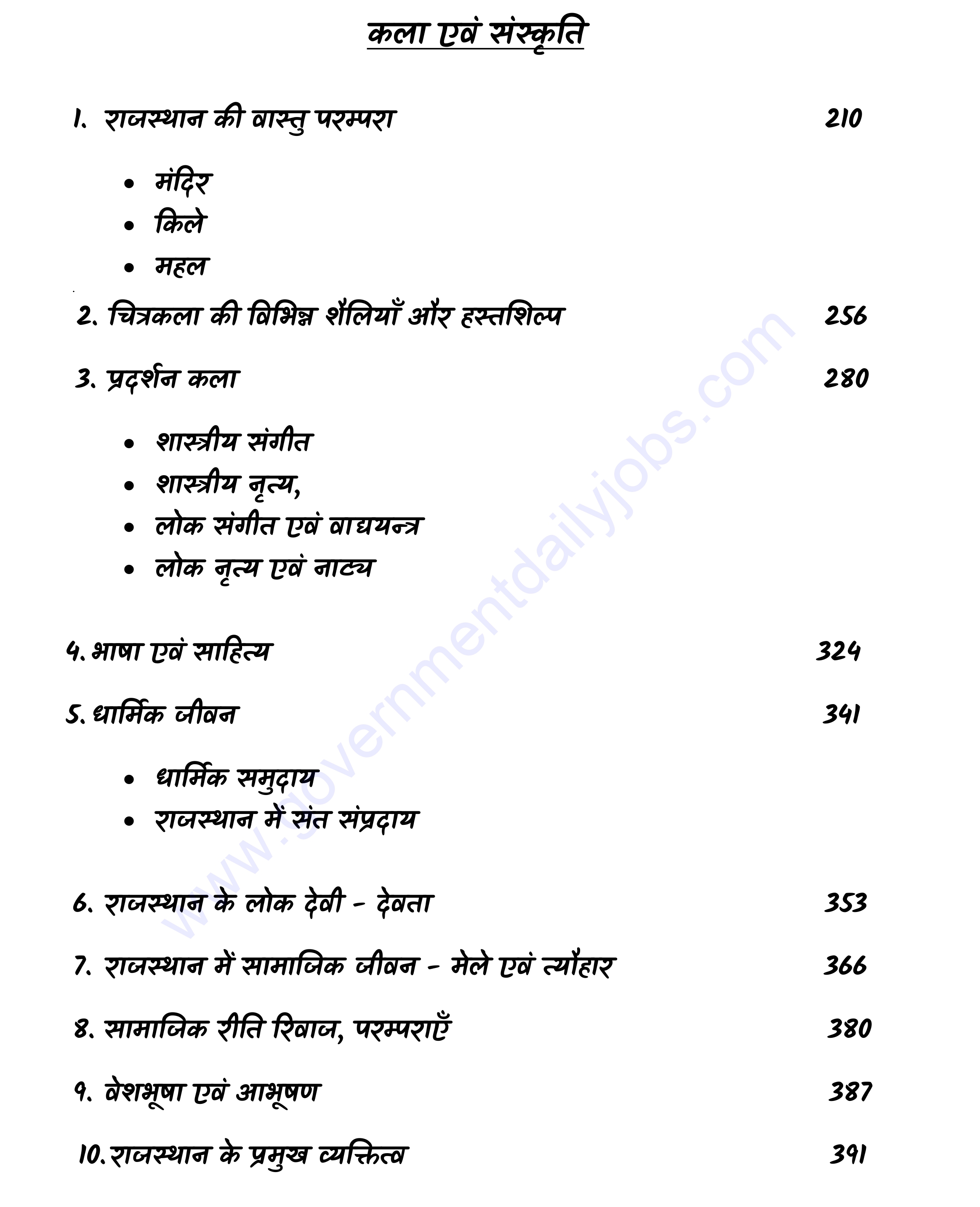 राजस्थान इतिहास-कला एवं संस्कृति सामान्य ज्ञान