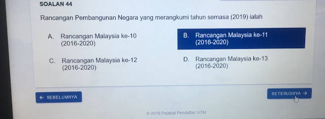 Himpunan Soalan Peperiksaan Memasuki Perkhidmatan UITM Secara Dalam Talian Gred 41