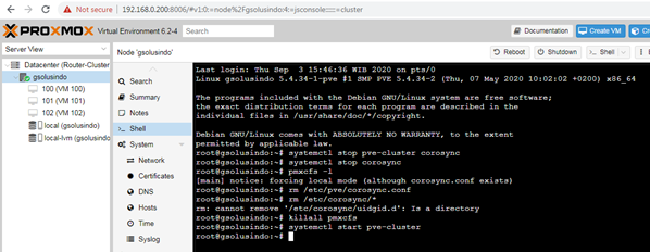 Menghapus Server Nodes (Remove Cluster nodes)  di proxmox VE 6.2