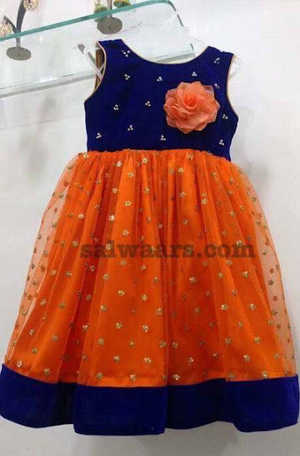 Orange Blue Kids Frock