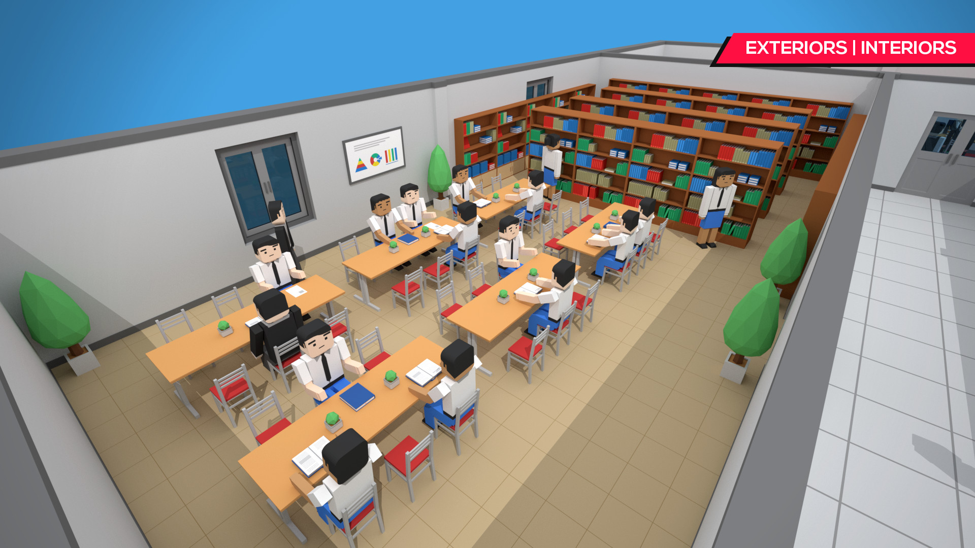 Low Poly polygon school interior