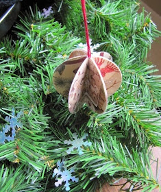 recycled Christmas card ornament