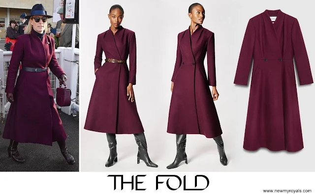 Zara Tindall wore The Fold Finchley Coat Plum Herringbone Wool Blend