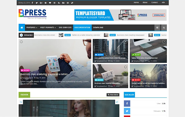 Bpress Responsive Magazine News Portal Blogger Template Theme