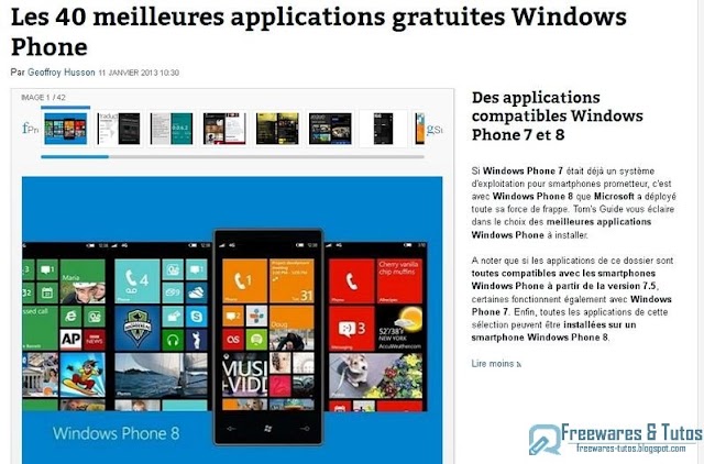 Le site du jour : Les 40 meilleures applications gratuites Windows Phone