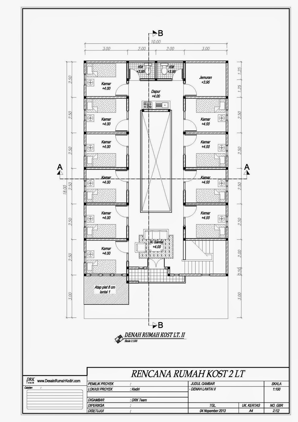 LT2 04 Rumah Kos Minimalis 2 Lantai Kota Kediri Jasa Desain