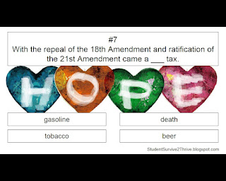 With the repeal of the 18th Amendment and ratification of the 21st Amendment came a ___ tax. Answer choices include: gasoline, death, tobacco, beer