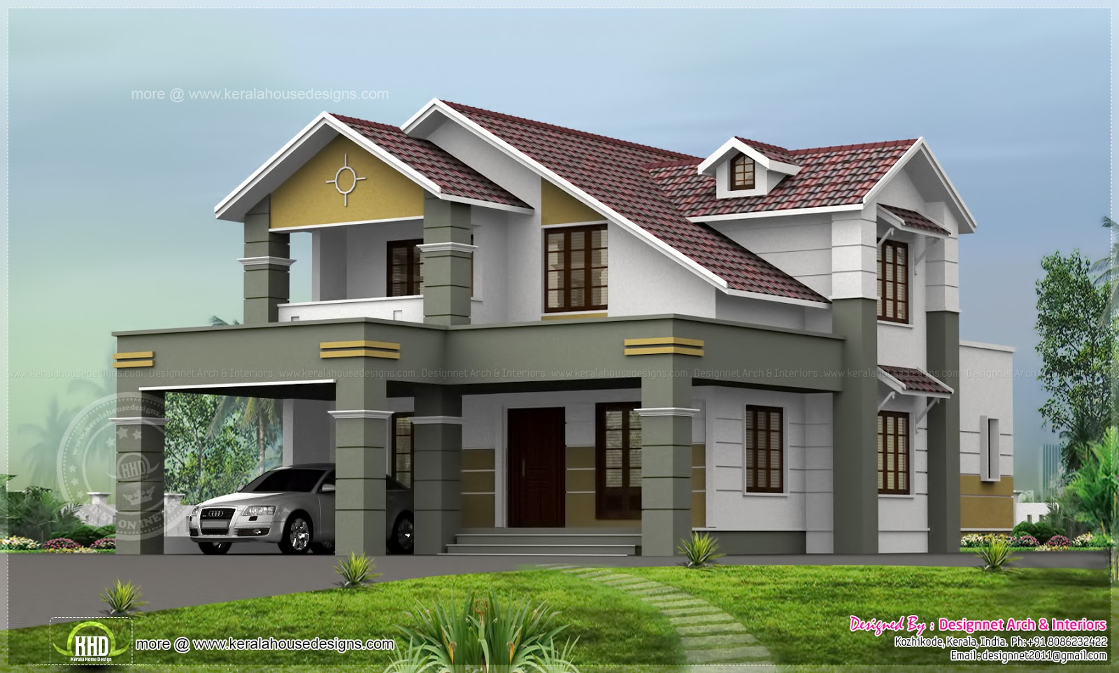 2200 sq ft house  design in 8 cent  plot Kerala home  