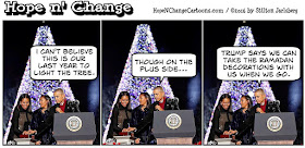 obama, obama jokes, political, humor, cartoon, conservative, hope n' change, hope and change, stilton jarlsberg, christmas tree, countdown, trump, twitter, cabinet