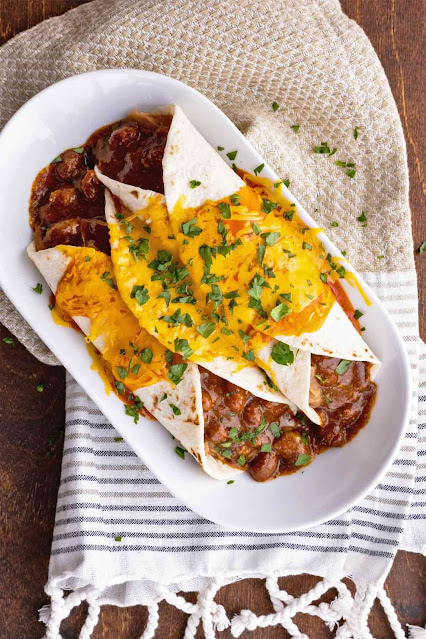 Cheesy Leftover Chili Burritos - an easy way to use up leftover chili!