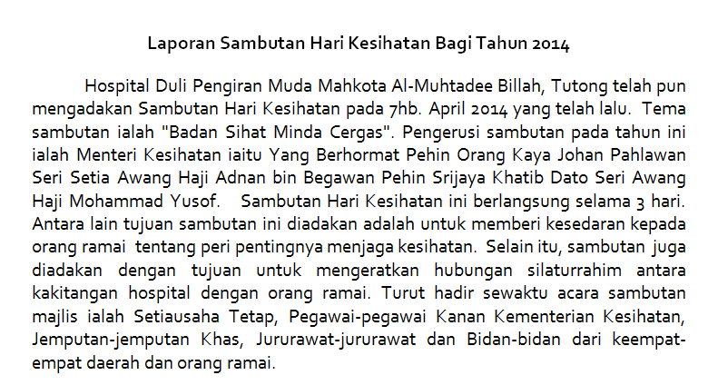 SERAMBI PELITA ILMU: Contoh Karangan: Karangan Laporan 