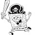 DIBUJO DE BOB ESPONJA VESTIDO DE PIRATA PARA COLOREAR