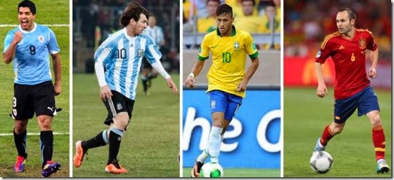 El repóker de estrellas que brillará en el Mundial de Fútbol #Brasil2014