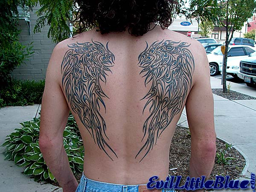 Tribal Wing Tattoos Angle tribal tattoos on back body