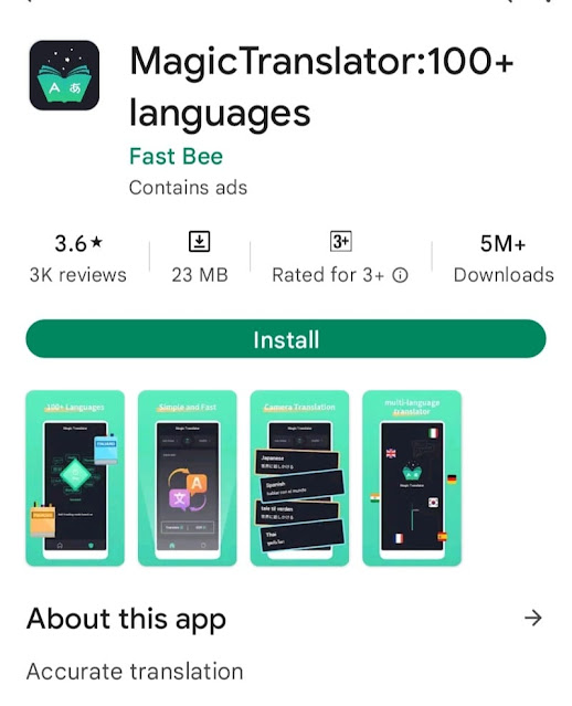 100+ language Magic Translator app 5 M Downloaders