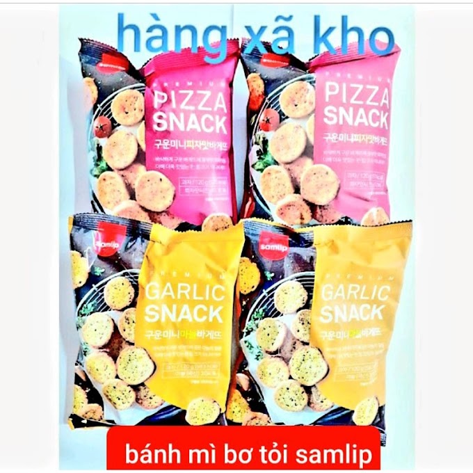 [ mk13785 ] 2 vị snack bánh mì samlip bơ tỏi và pizza hàn quốc 120gr gói.10.2022