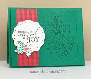 VIDEO: Stampin' Up! Christmas Classics Tear-Away Gift Card Holder | www.juliedavison.com #stampinup Joy of Christmas Suite