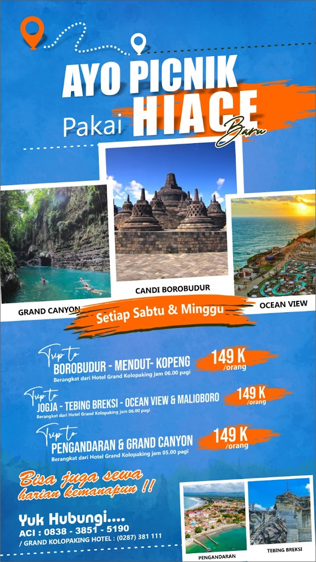 Paket Wisata Murah dengan Mobil Hiace baru dari Grand Kolopaking Hotel