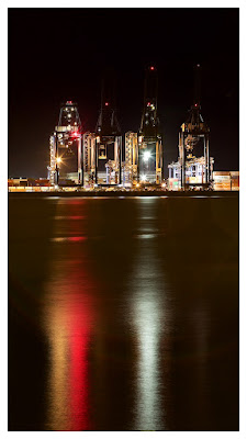 Port of Felixstowe, at night, Derek Anson, docks,