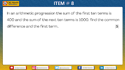 maths, arithmetic sequence, progressions, geometric progression, series, pure math 1, paper 1, AS level past paper items, pure math 9709 items, arithmetic progression, common difference, common ratio, general term, nth term, rule of sequences