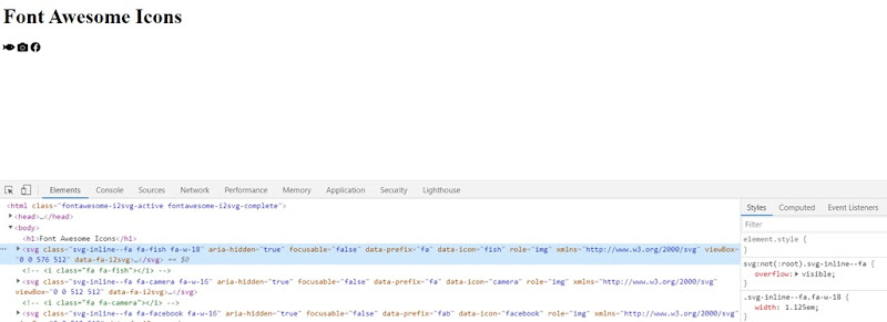 The output of Font Awesome SVG Icons