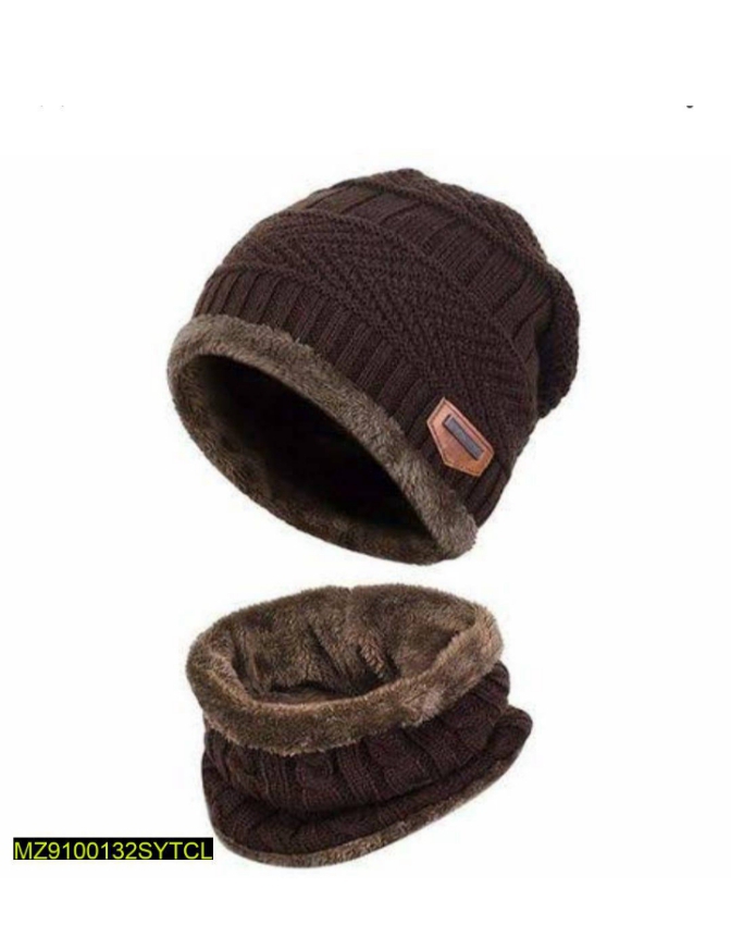 Wool soft cap With Neck Warmer For Unisex