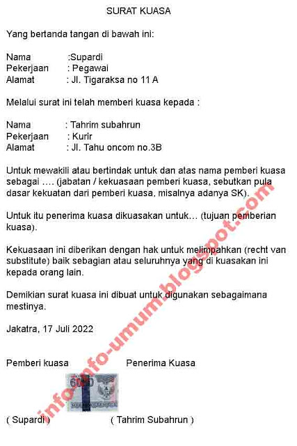 SALING BERBAGI: Contoh surat kuasa